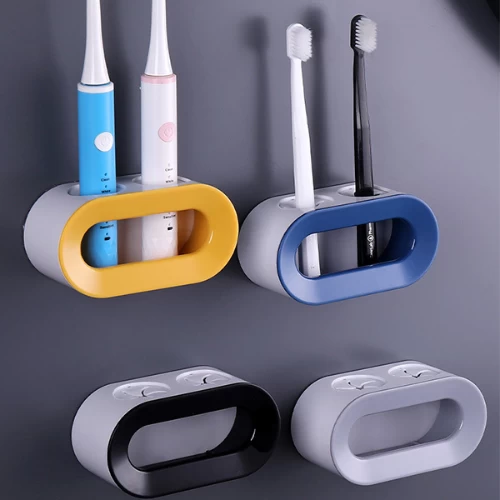 Wall Mount Double Hole Electric Toothbrush Holder Bathroom Accessories Punch Fre