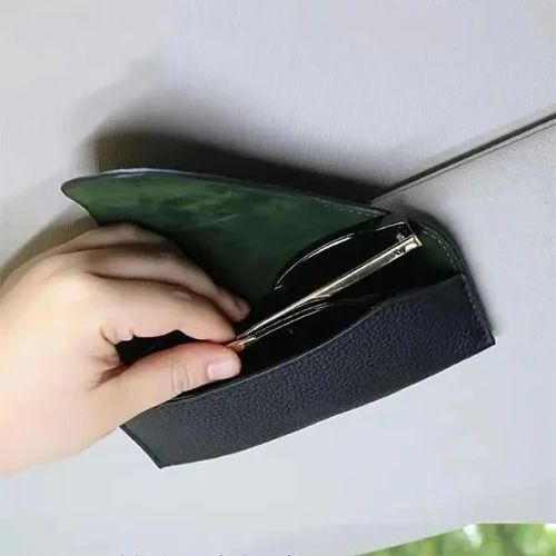 Universal Car Visor Sunglasses Holder Case Synthetic Leather Eyeglasses Holder S