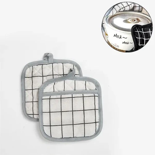 2PCs Printed Thermal Anti-Heat Microwave Oven Hook Mitts Set Hand Protection Coo