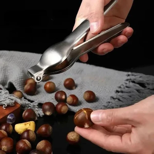 Stainless Steel Chestnut Peeler Machine Opening Walnut Tongs Kitchen Gadgets Acc