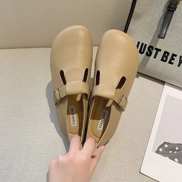 Womens Stylish and Comfortable Khaki Slip-In Round Toe Flats for Women | Versati