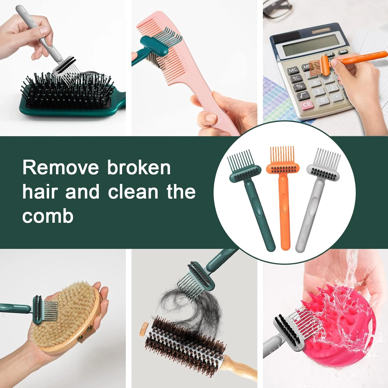 Long Handle Hair Brush Cleaning Tool Comb Brush Hair Remover Rake Comb Dust Remo