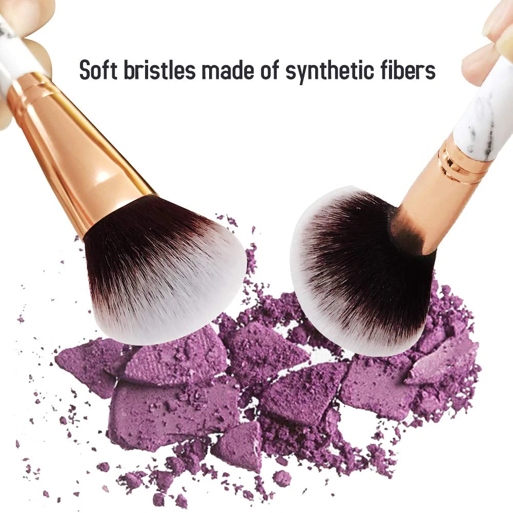 Marble Design Women Makeup Brushes - 10 Piece Set