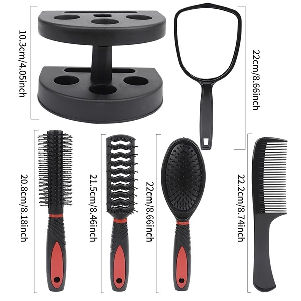 5-Piece Pink Hairdressing Comb Set Anti-Static Scalp Care Fluffy Hair Styling Pr
