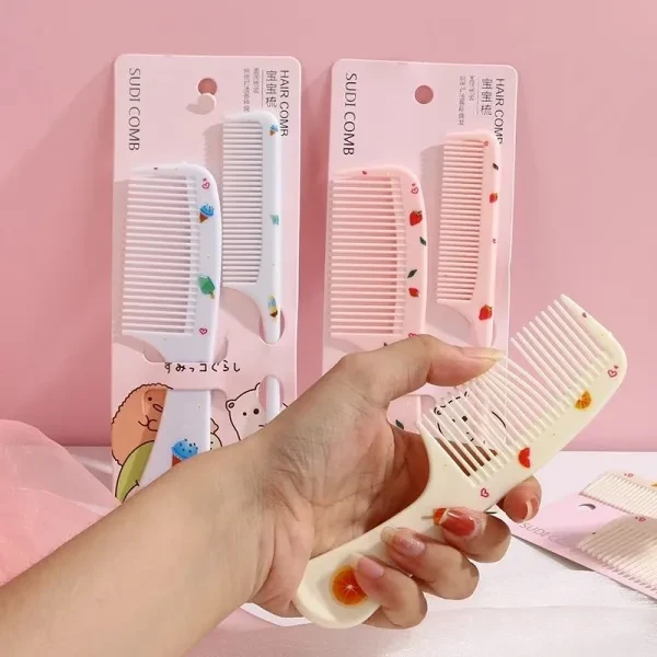 Cartoon Print Hair Combs Set Kids Women Detangling Hair Styling Tools 2Pcs Hair