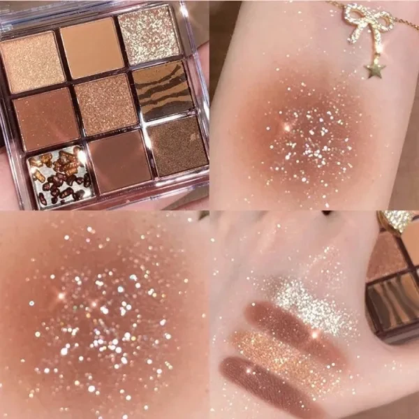Nine Colors Water Proof Long Lasting Non-Smudge Matte Glittery Eyeshadow Palette