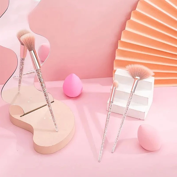 Pink Sequin Makeup Brushes 5PCs Set - Face Grooming Tool