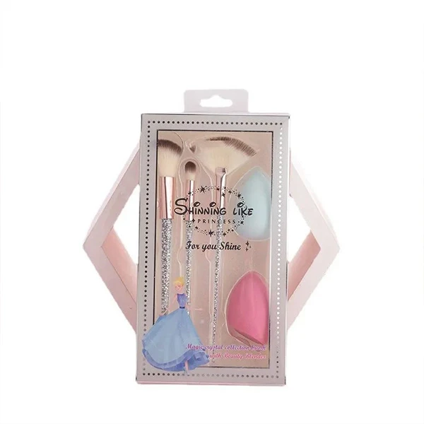 Pink Sequin Makeup Brushes 5PCs Set - Face Grooming Tool