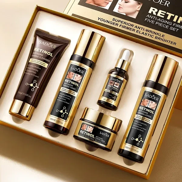 5 Pieces Retinol Eye Essence Lotoin, Cleanser, Toner, Cream Moisturizing Smooth