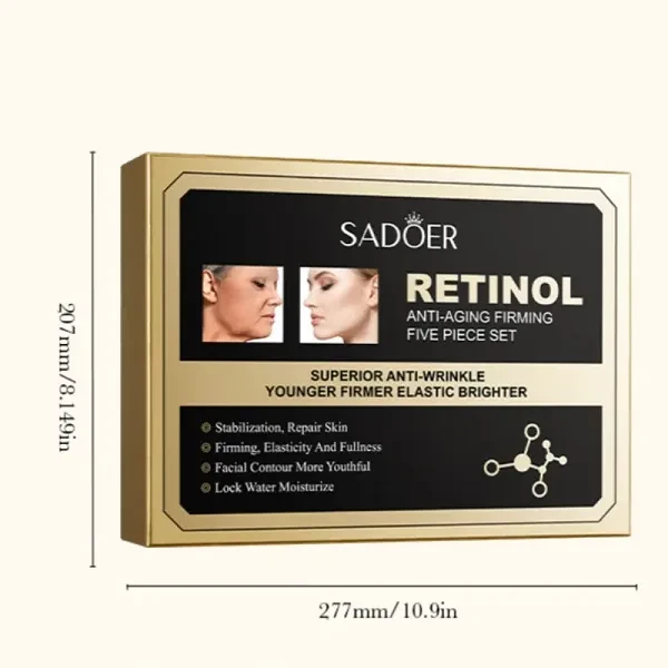 5 Pieces Retinol Eye Essence Lotoin, Cleanser, Toner, Cream Moisturizing Smooth