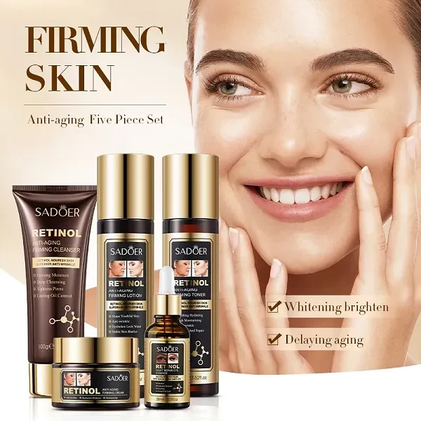 5 Pieces Retinol Eye Essence Lotoin, Cleanser, Toner, Cream Moisturizing Smooth