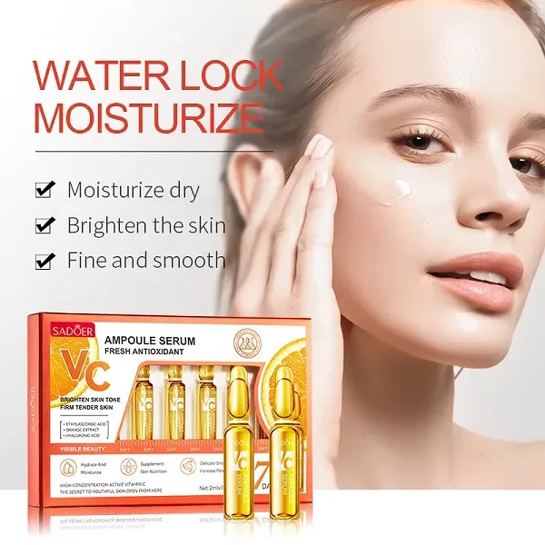 7pcs Sadoer Vitamin C Facial Moisturizing Ampoule Essence Boost Skin Dark Spots
