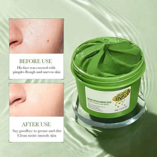 Mung Bean Amino Acid Deeply Pores Cleansing Glowing Smooth Skincare Facial Mud C