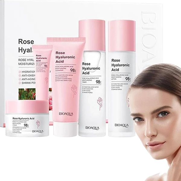 Rose Hyaluronic Acid Skin Care Set Anti Aging Nourishing Cream Lotion Women Beau