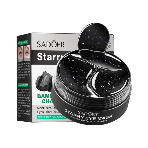 60 Pcs Bamboo Charcoal Starry Eye Mask Skin Moisturizes Dryness Brighten Dark Ci