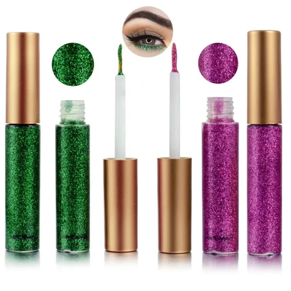 2 Pieces Colors Eyeliner Glitter Eyeshadow Waterproof Shimmer Sparkling Eye Shad