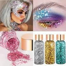 3pcs Sparkling Glitter Eye Sequin Shadow Gel - Full Coverage Waterproof