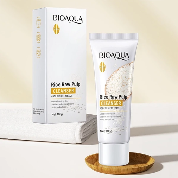Face Deep Cleaning Rice Raw Pulp Cleanser Facial Cleaning Cream Dry Skin Brighte