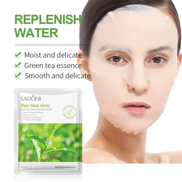 2 Pcs Moisturizing Skin Care Face Masks Vitamin C Collagen Whitening Green Tea S