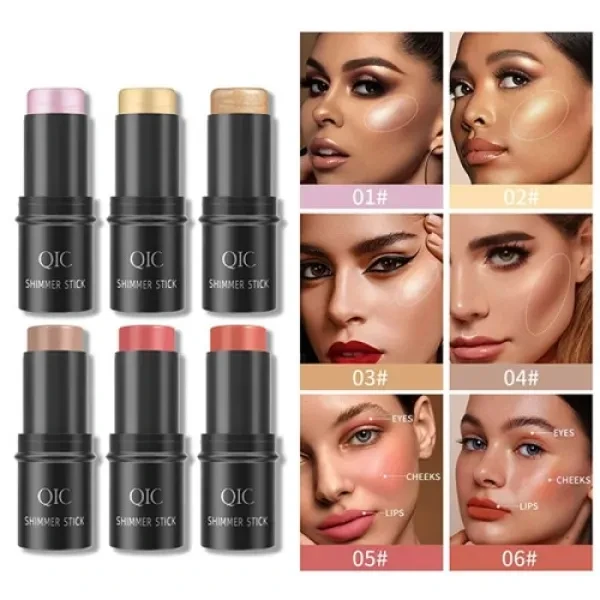 2 Pieces Makeup Contouring Brightening Shimmer Sticks High Gloss Women's Highlig