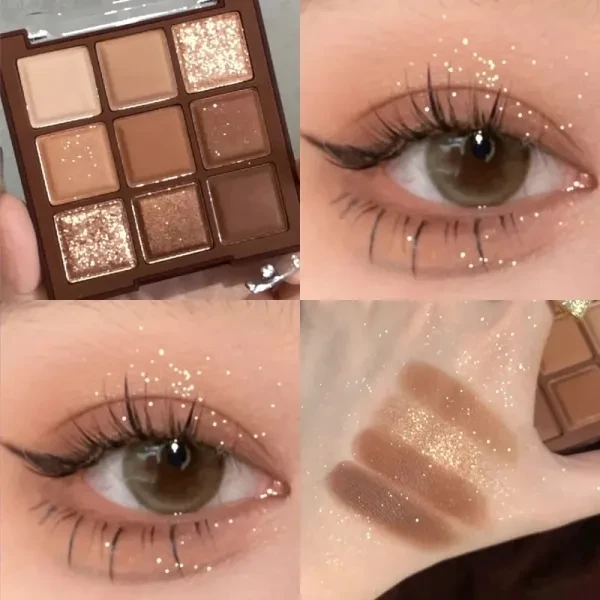 Nine Colors Water Proof Long Lasting Non-Smudge Matte Glittery Eyeshadow Palette