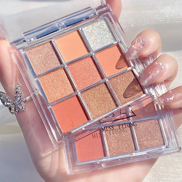 Nine Colors Water Proof Long Lasting Non-Smudge Matte Glittery Eyeshadow Palette