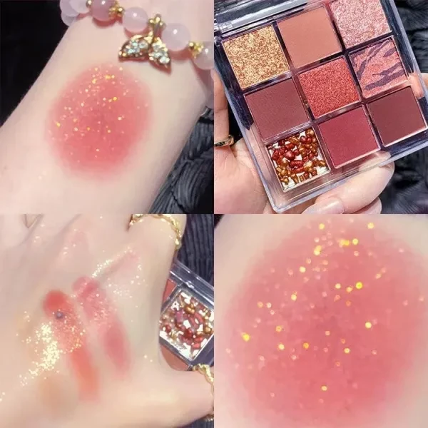 Nine Colors Water Proof Long Lasting Non-Smudge Matte Glittery Eyeshadow Palette