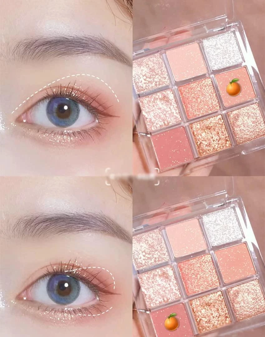 Nine Colors Water Proof Long Lasting Non-Smudge Matte Glittery Eyeshadow Palette
