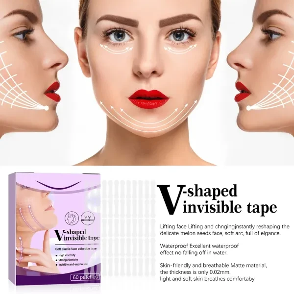 60pc Chin Lift Patches - Instant Double Chin Removal Ultra Thin Tape Set Unisex