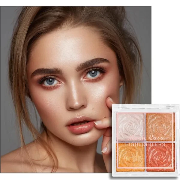 4 Colors Highlighter Palette Shimmer Eyeshadow Face Blush Glitter Face Contour -