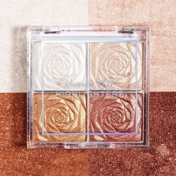 4 Colors Highlighter Palette Shimmer Eyeshadow Face Blush Glitter Face Contour -