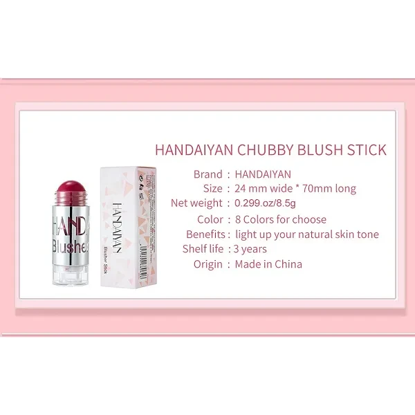 Long Lasting Face Blusher Stick Makeup for Women