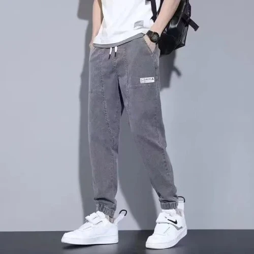 Summer Wear Men Fashion Trouser Elastic Waist Streetwear Casual Loose Jeans Trou