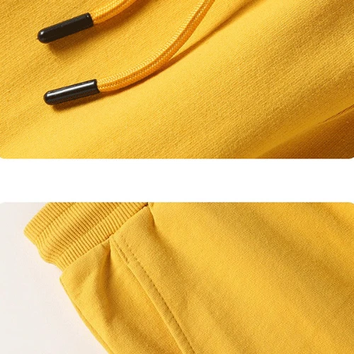 Black Color Elastic Waist Drawstring Closure Casual Wear Joggers Cotton Shorts F