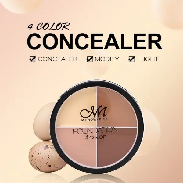 4-in-1 Round Contouring Cream for Face - Multi Color Foundation Concealer Long L