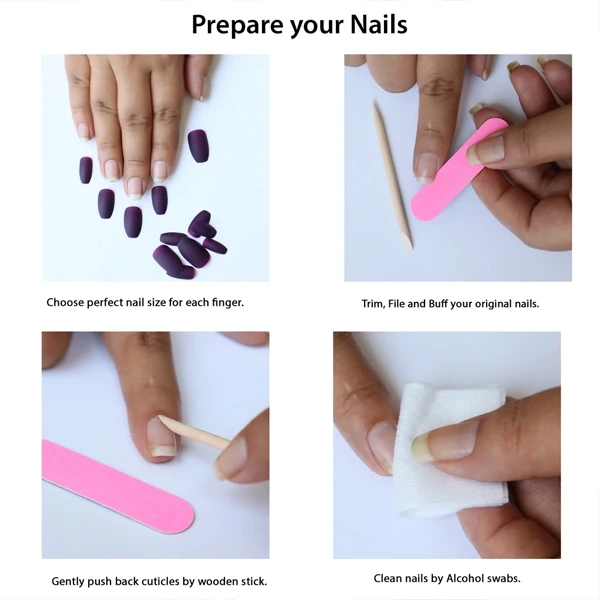 Nail File Set for Women - Professional Care Kit with Wooden Applicator