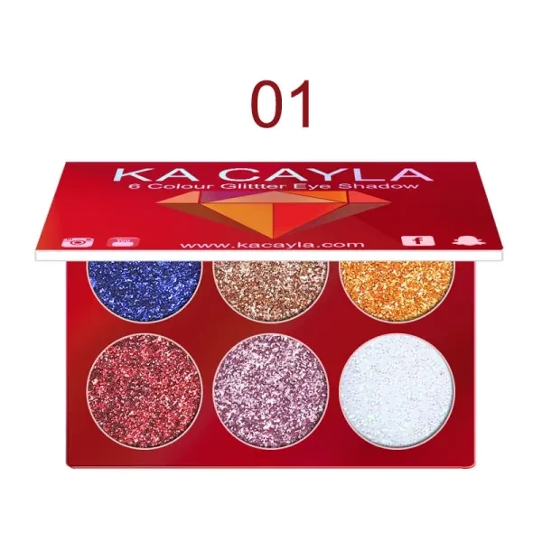 6-Color Eye Shadow Palette - Glossy Finish Multi Shades