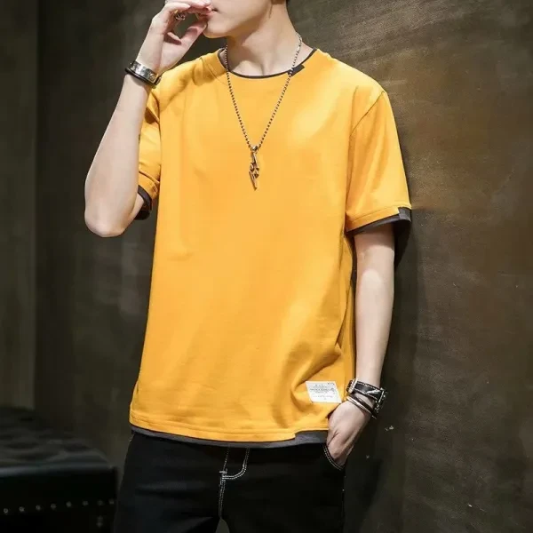 Yellow Men's Cotton T-Shirt - Stylish & Breathable Summer Fashion