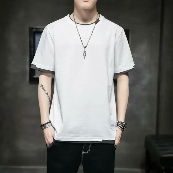 White Cotton Men's T-Shirt Stylish & Breathable - High-Quality Fabric - Summer F