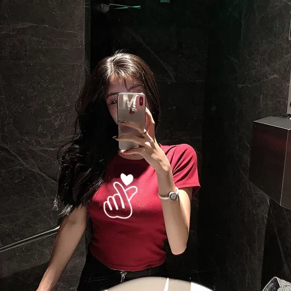 Red Mini Top Stylish T-Shirt for Women