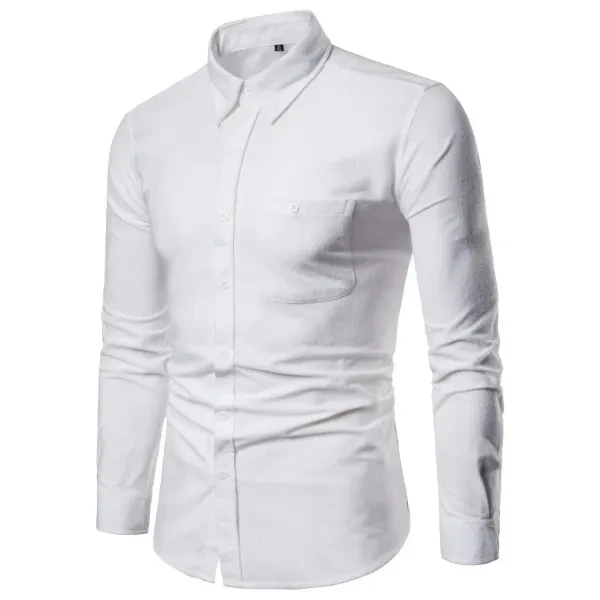 Solid Color Long Sleeve Men Fit Shirt With Chest Pocket, Comfortable Men Busines