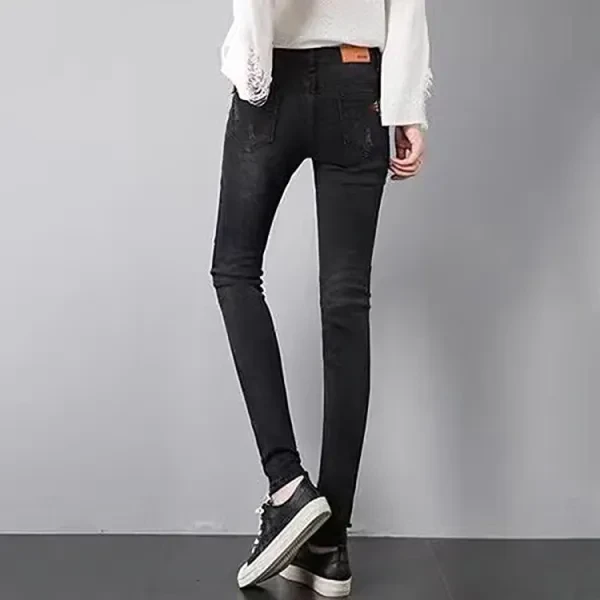 High Waist Black Women Jeans Fashionable Denim Pants