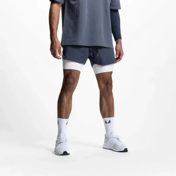 Men Quick Drying Breathable Fitness Running Shorts Pockets Double Layer Nylon Su