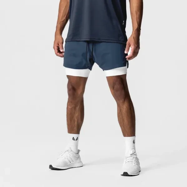 Men Quick Drying Breathable Fitness Running Shorts Pockets Double Layer Nylon Su