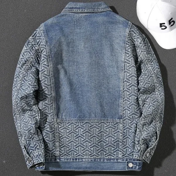 Geometric Denim Jacket for Men - Stylish Look