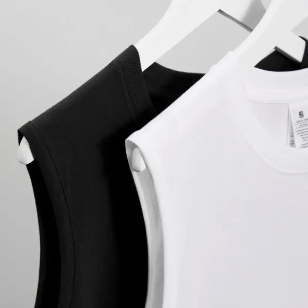 Summer Men's Fitness Breathable Black Sweat Vest - Heavy Cotton, Sleeveless, Tre