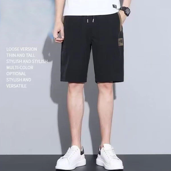 Sporty Gray Shorts with Elastic Waist for Running Gym with 2 Pockets