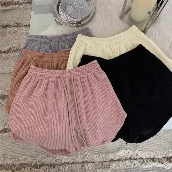 Gray Ribbed Waist Shorts