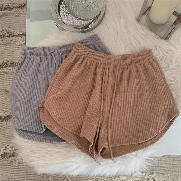 Gray Ribbed Waist Shorts