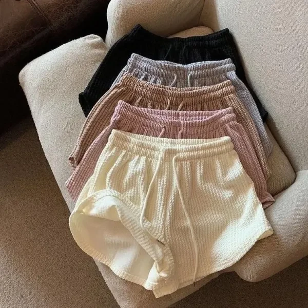 Gray Ribbed Waist Shorts